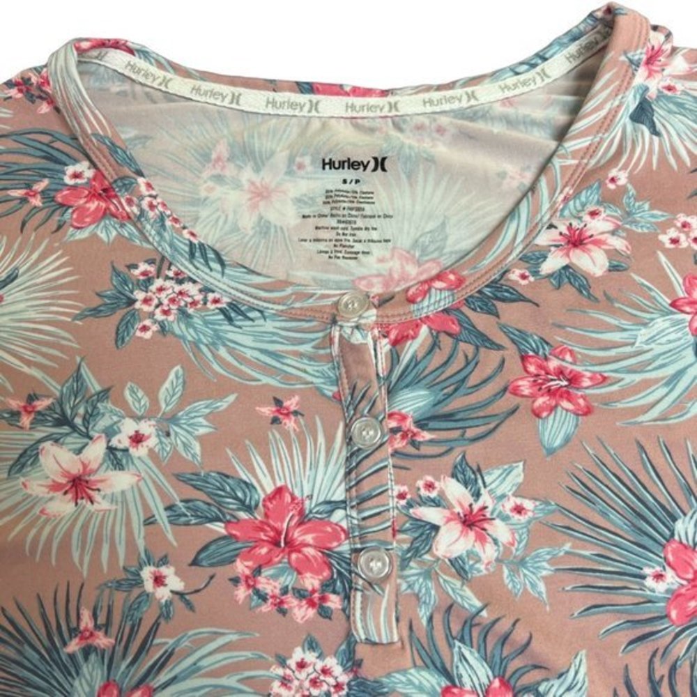 Women's NWOT Hurley Tropical Floral Scoop Neck Long Sleeve Lounge Top S - Picture 3 of 5